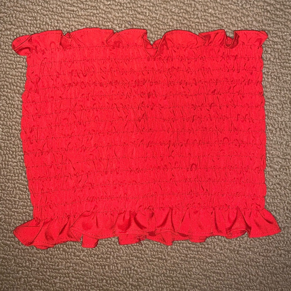 bright red tube top